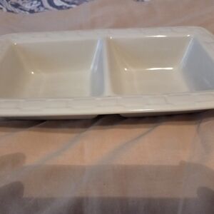 Longaberger Divided Serving Dish, Ivory
